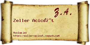 Zeller Acicét névjegykártya